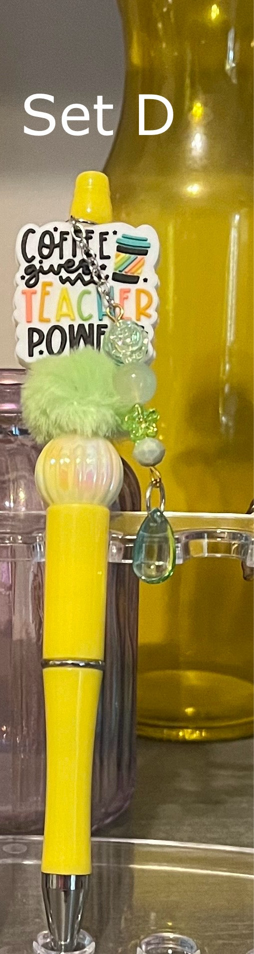 Solid Yellow Beaded Pens