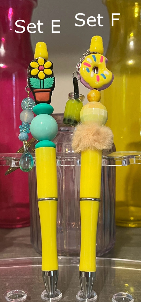 Solid Yellow Beaded Pens