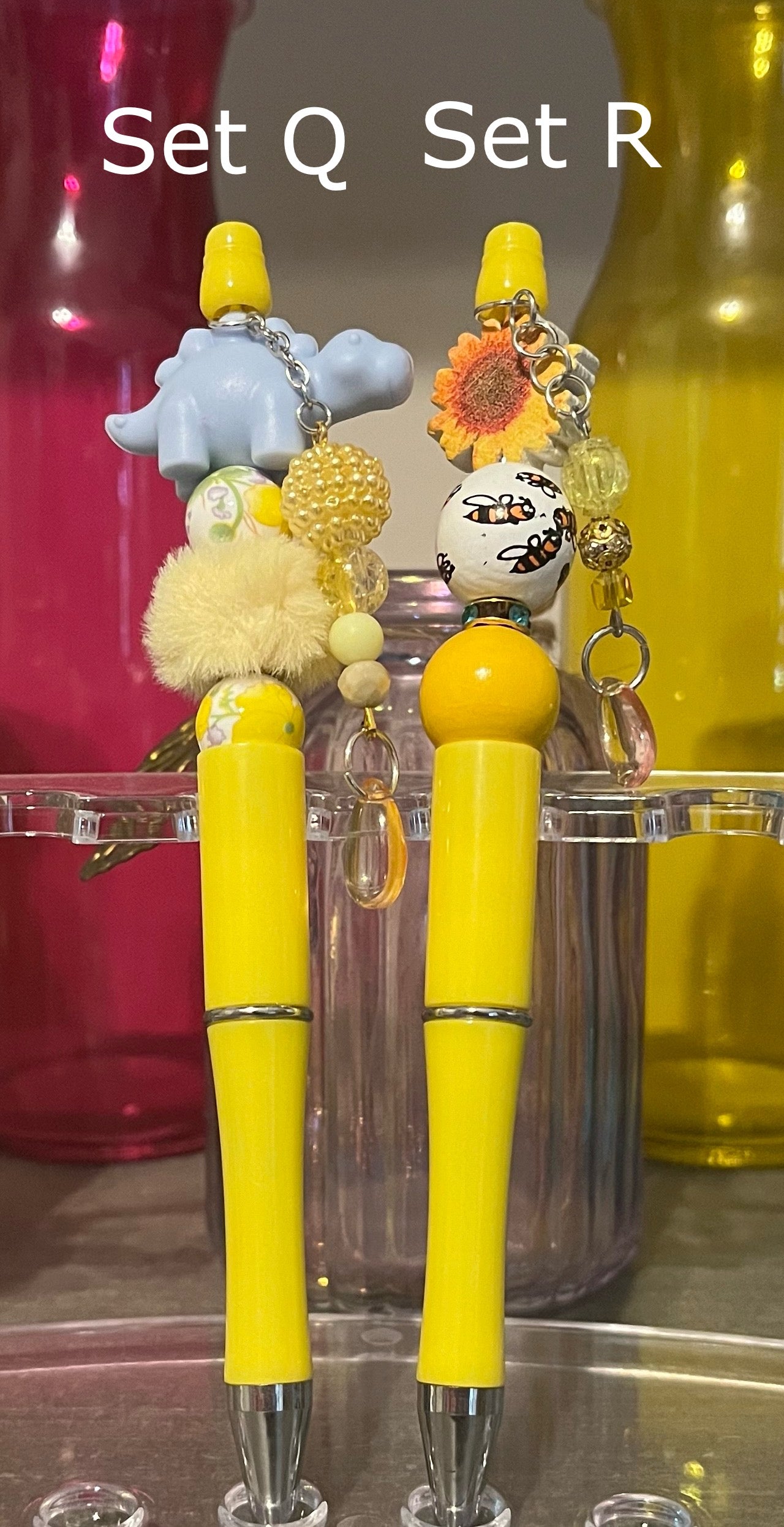 Solid Yellow Beaded Pens