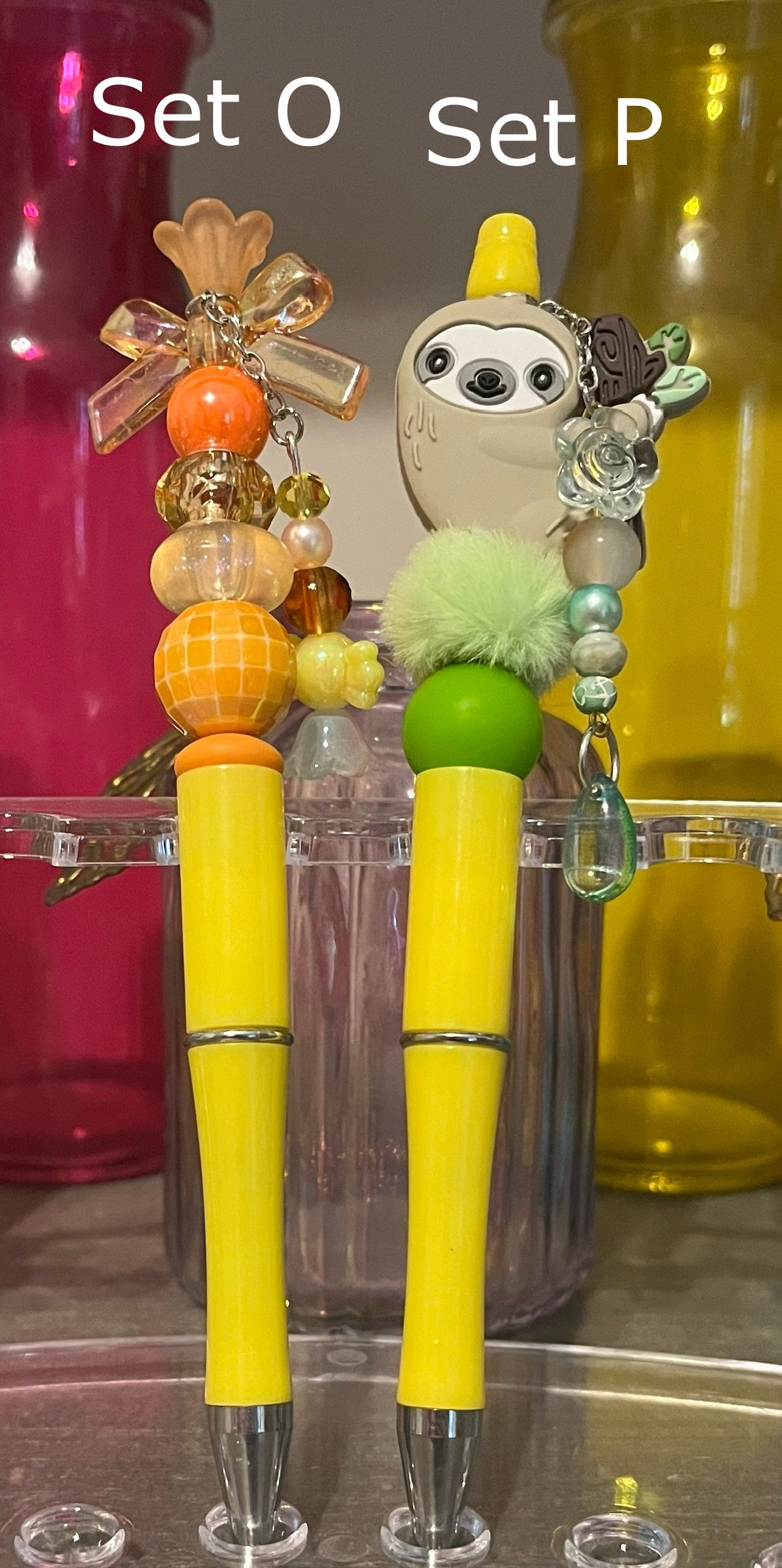 Solid Yellow Beaded Pens