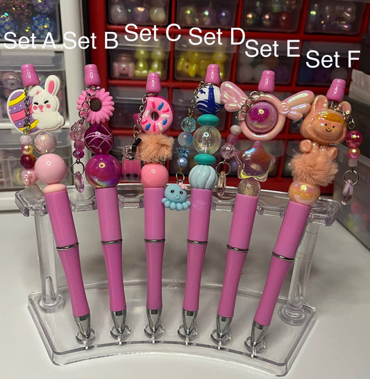 Solid Persian Pink Beaded Pens