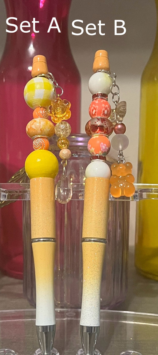 Glitter Light Orange-White Ombré Pens