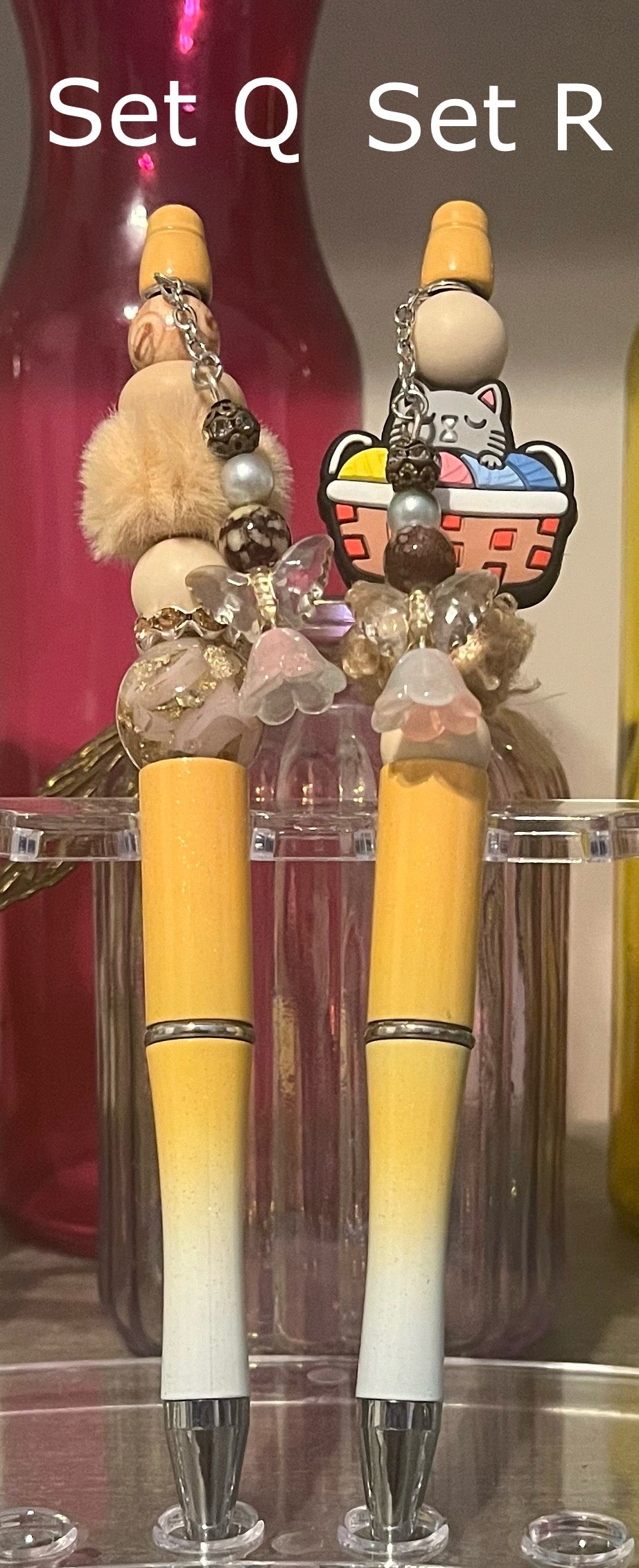 Glitter Light Orange-White Ombré Pens