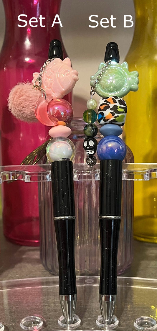 Glitter Black Beaded Pens