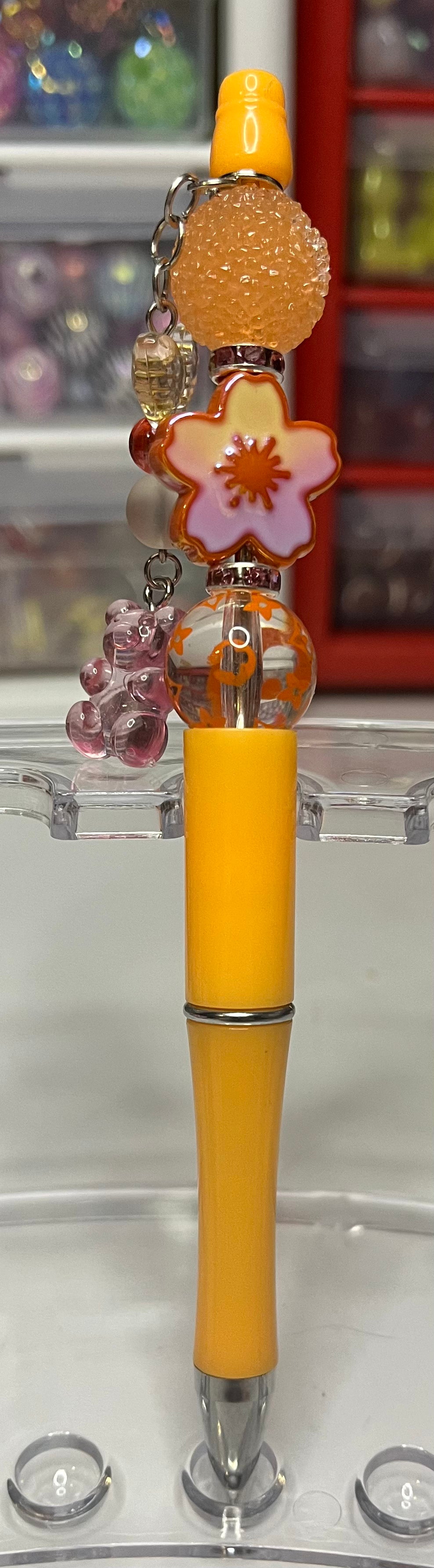 Solid Light Orange Beaded Pens