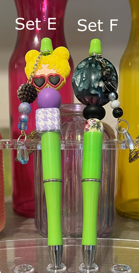 Solid Light Green Beaded Pens