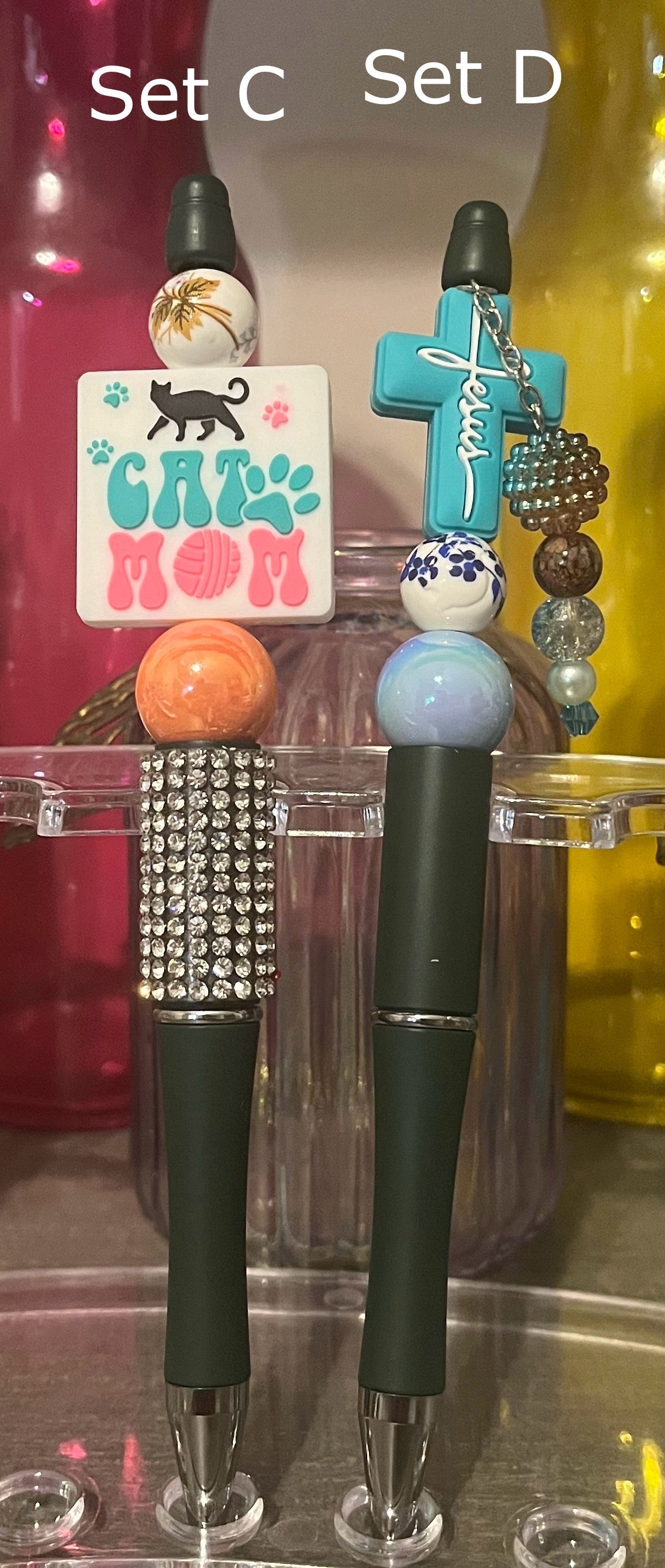 Solid Evergreen Beaded Pens