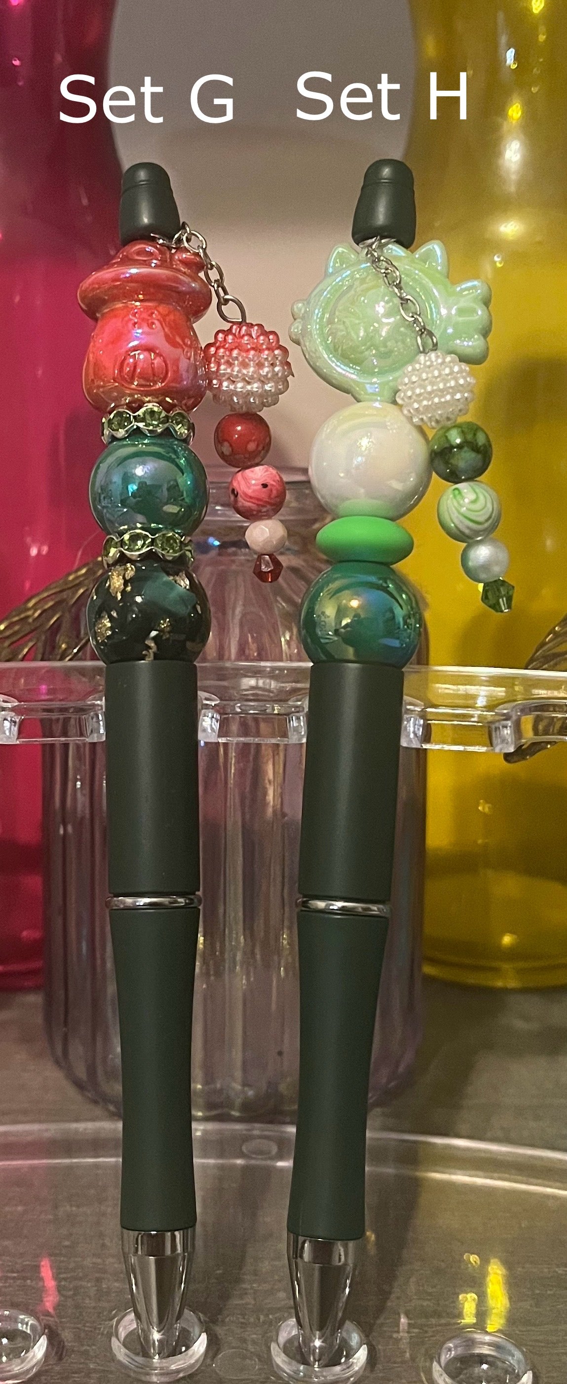 Solid Evergreen Beaded Pens