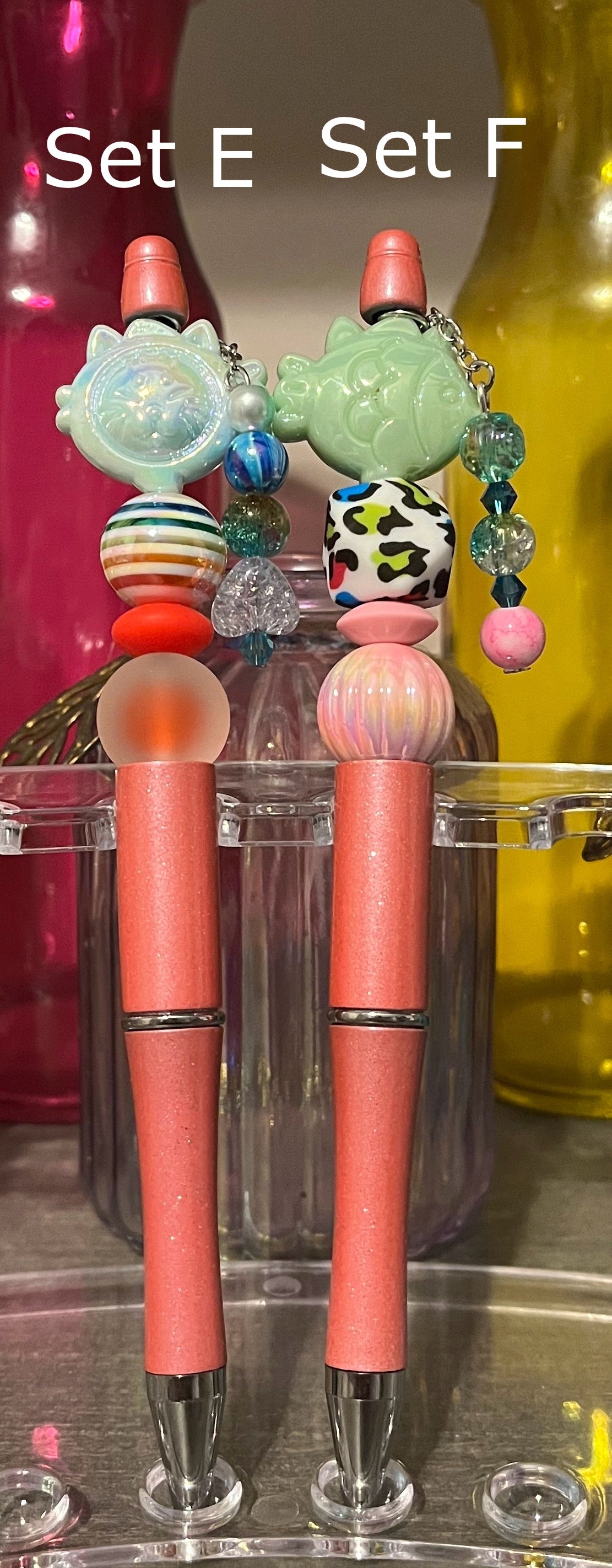 Metallic Peach Beaded Pens
