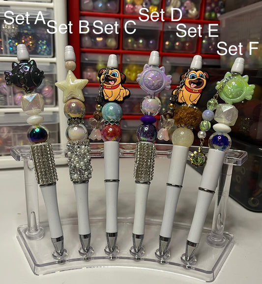 Solid White Beaded Pens
