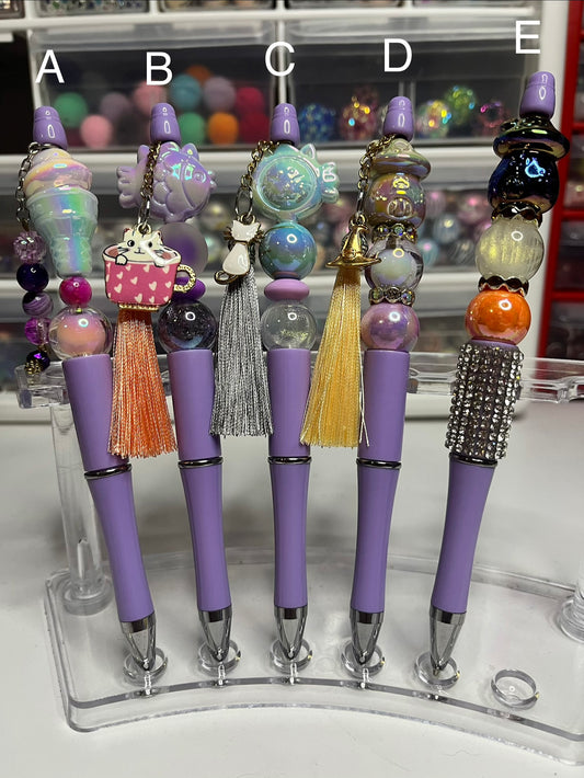 Solid Light Purple Beaded Pens
