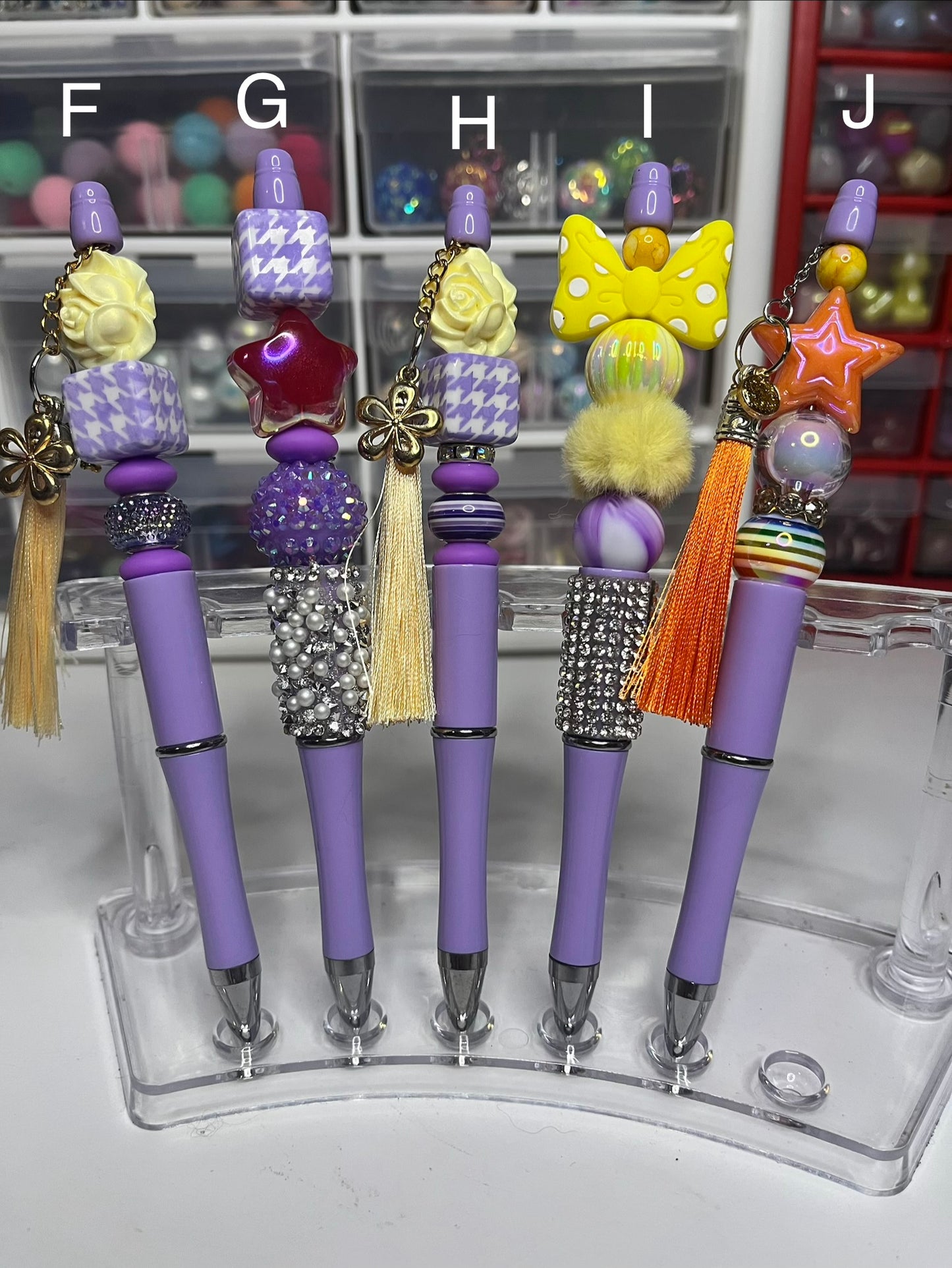 Solid Light Purple Beaded Pens