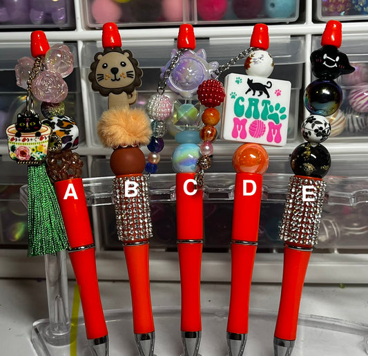 Solid Red Beaded Pens