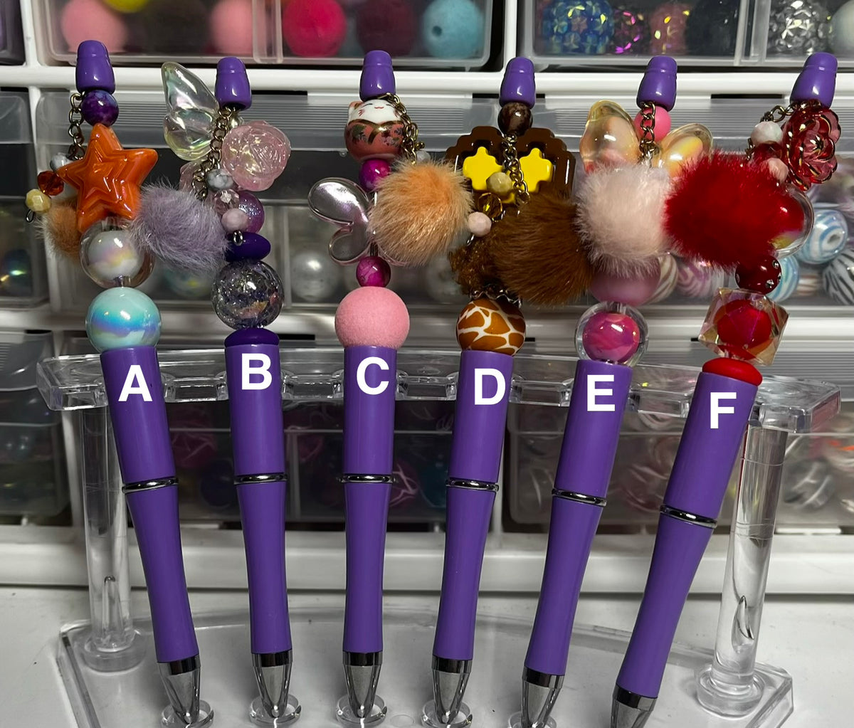 Solid Light Purple Beaded Pens