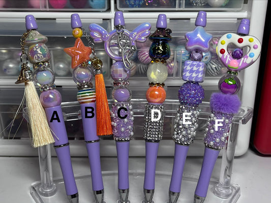 Solid Pastel Purple Beaded Pens
