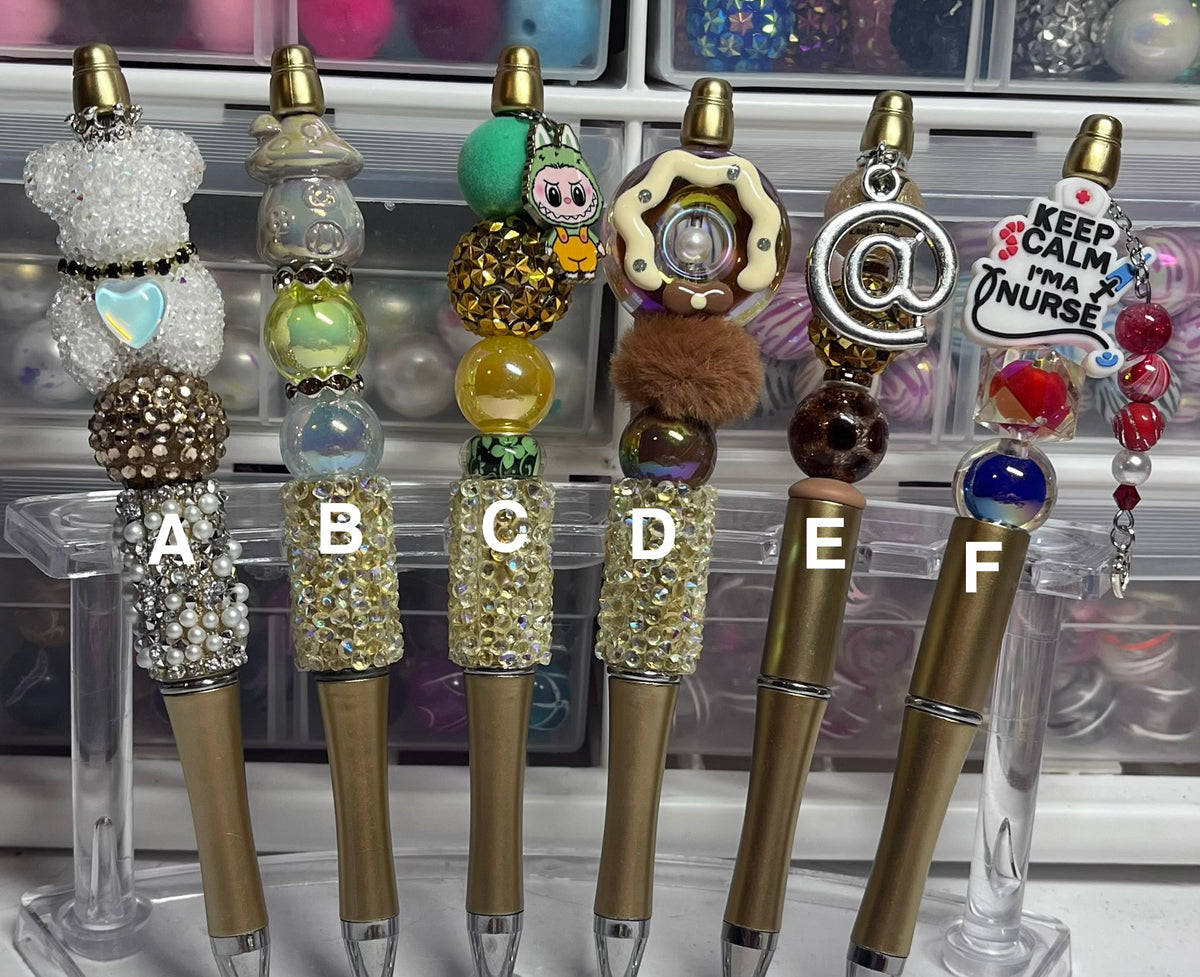 Metallic Champagne Beaded Pens