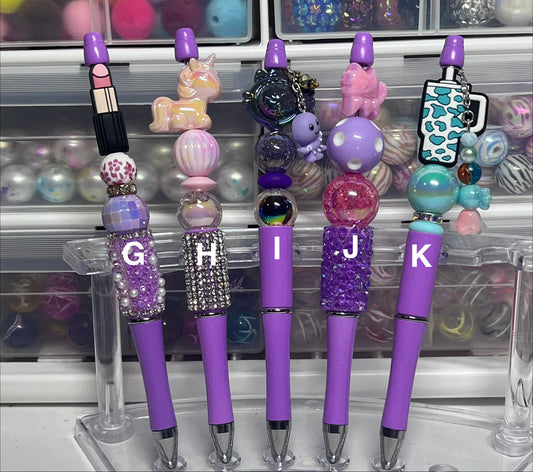 Glitter Light Purple Beaded Pens
