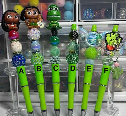 Solid Light Green Beaded Pens