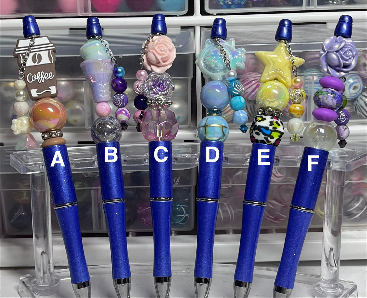 Metallic Glitter Periwinkle Purple Beaded Pens
