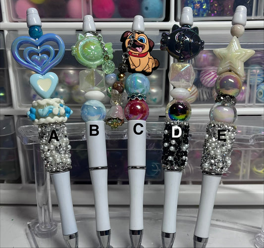 Solid White Beaded Pens