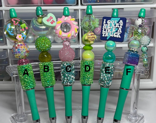 Solid Teal Beaded Pens