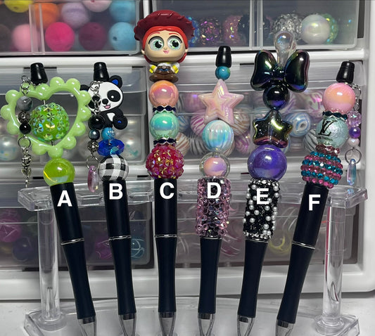 Solid Black Beaded Pens