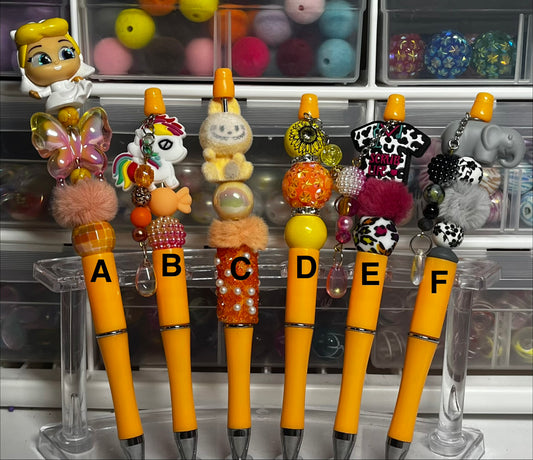Solid Orange Beaded Pens