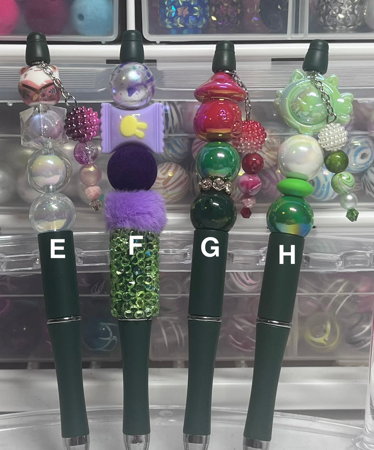 Solid Evergreen Beaded Pens