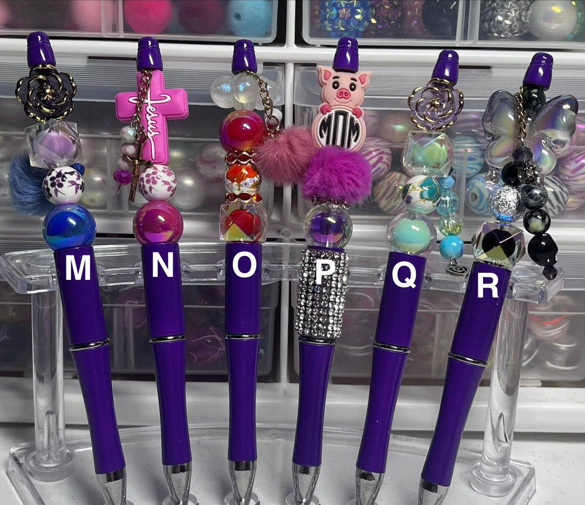Solid Plum Purple Beaded Pens