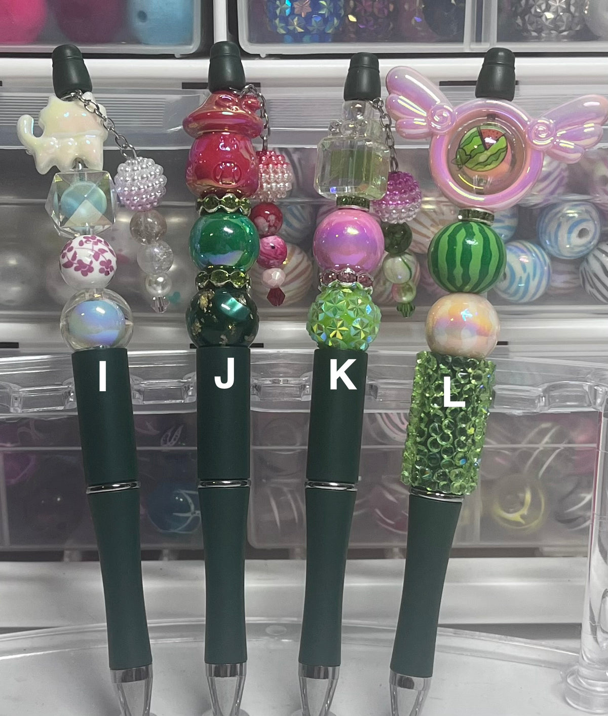Solid Evergreen Beaded Pens