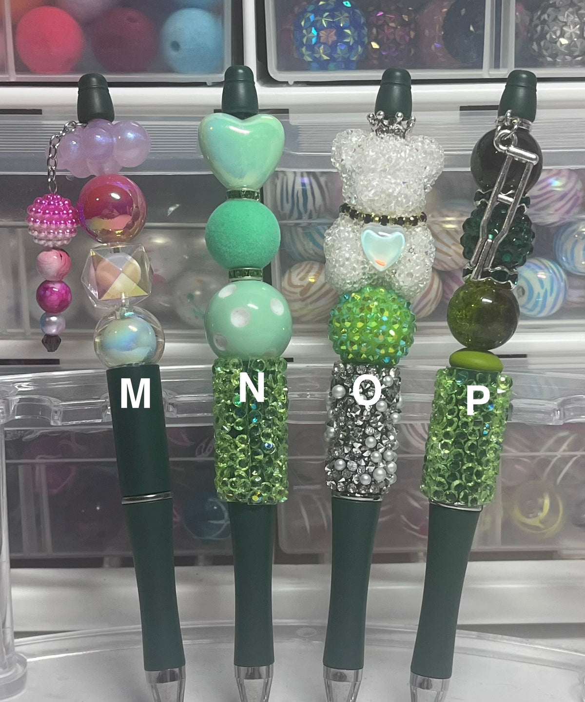 Solid Evergreen Beaded Pens