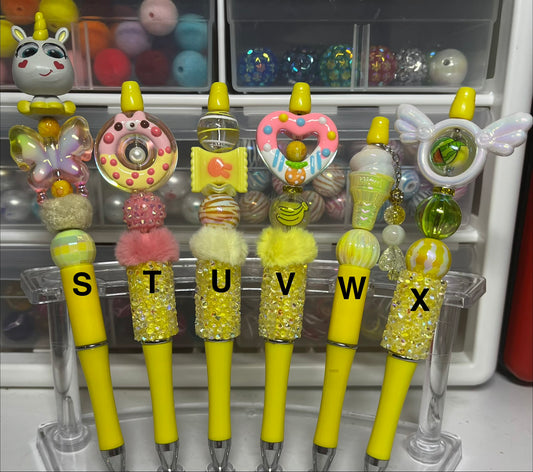 Solid Yellow Beaded Pens